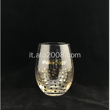 Bicchiere senza stelo con decalcomania in oro